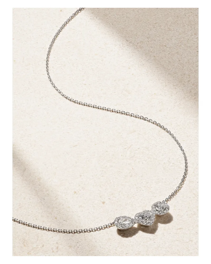 De Beers Aura 18-karat White Gold Diamond Necklace Gold