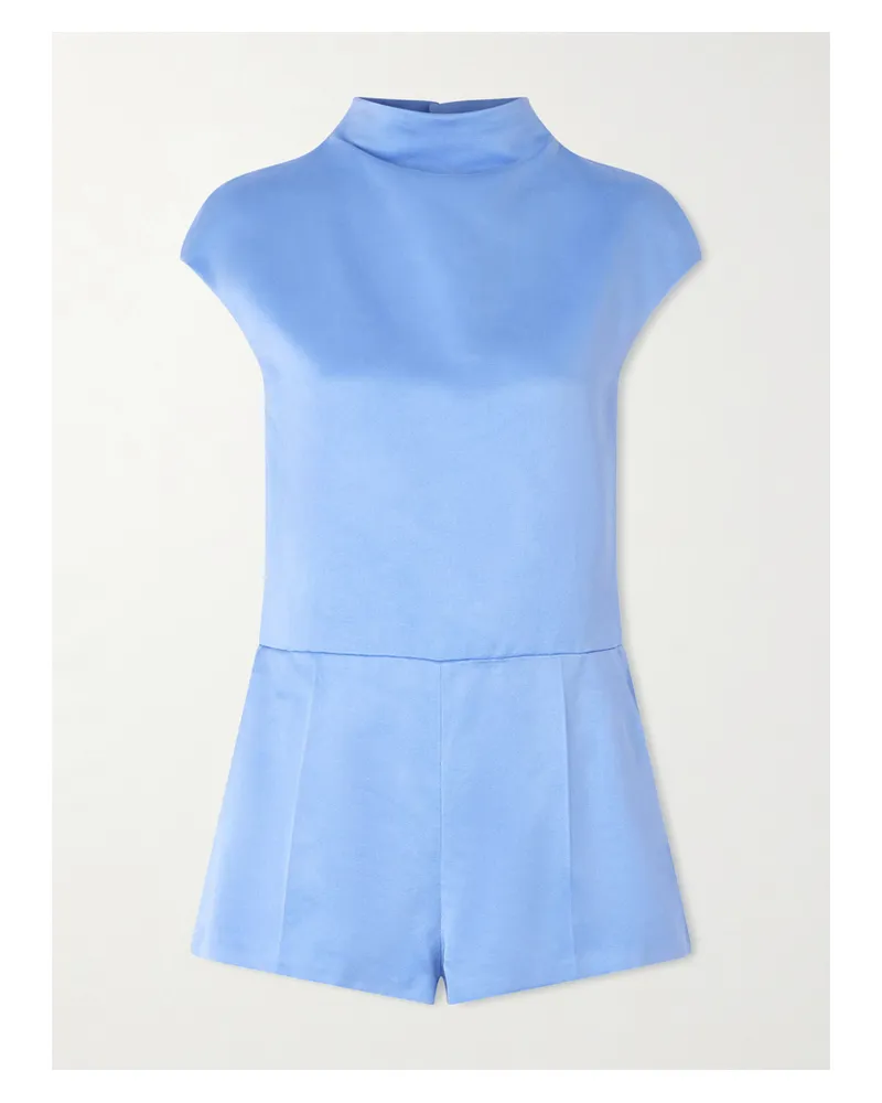 Tom Ford Playsuit Aus Duchesse-satin Aus Einer Baumwoll-seidenmischung Mit Stehkragen Und Rückenausschnitt - Blau Blau
