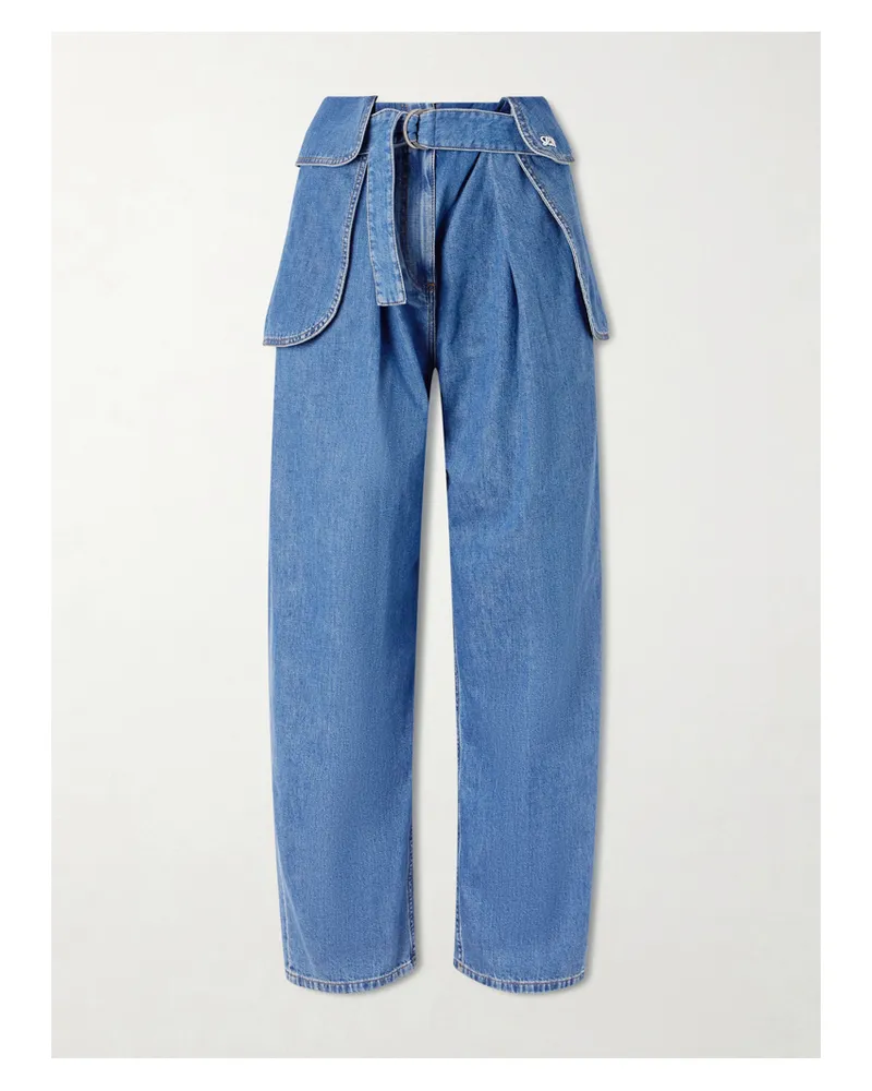 Loewe Jeans Mit Weitem Bein, Bundfalten Und Gürtel - Blau Blau