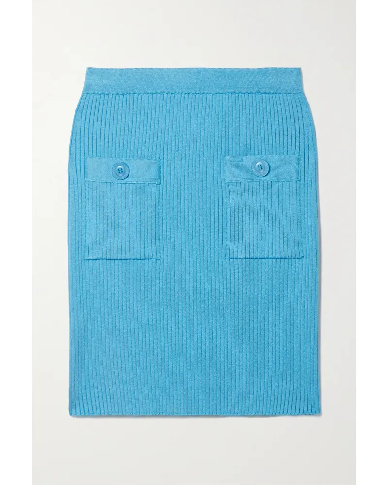 Oscar de la Renta Minirock Aus Einer Gerippten Seidenmischung - Blau Blau