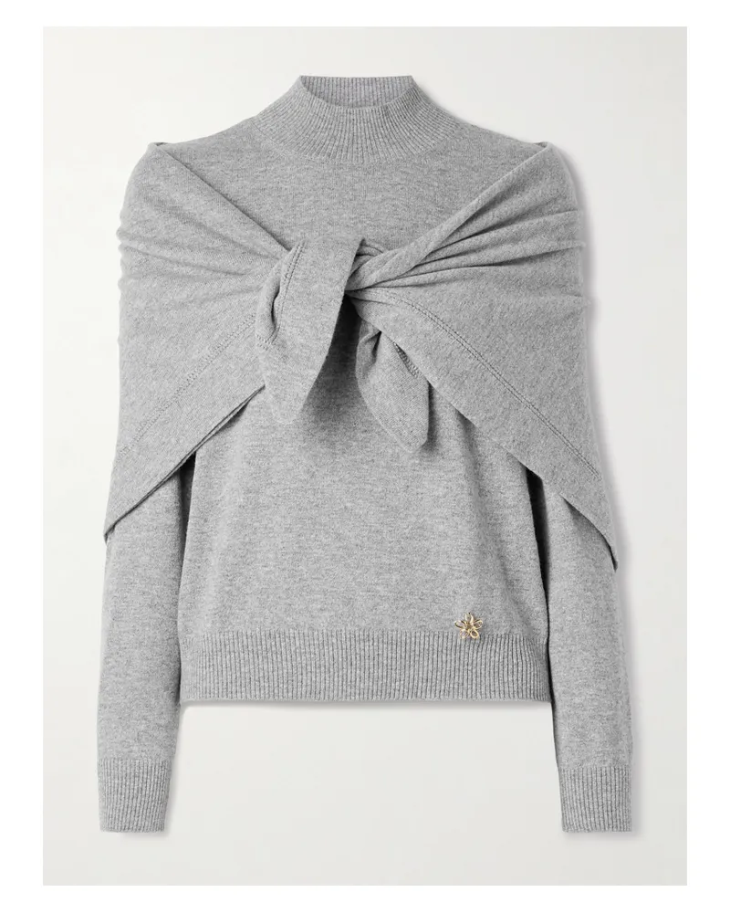Oscar de la Renta Kaschmirpullover Mit Schaldetail Und Verzierung - Grau Grau