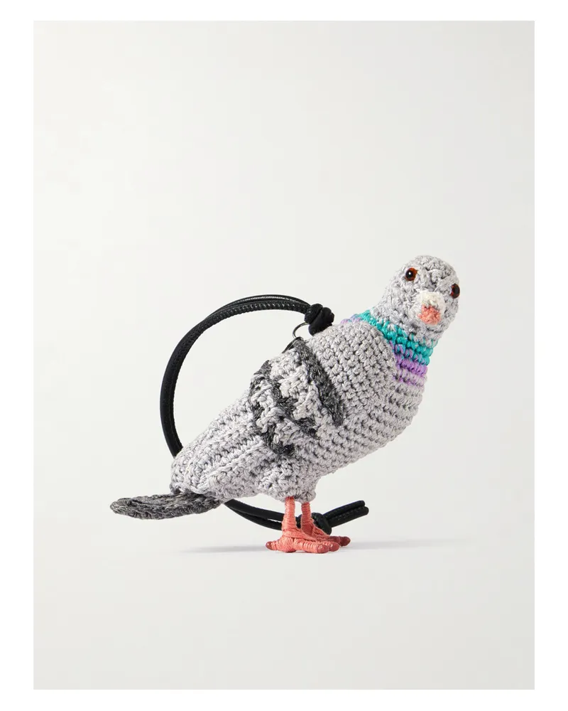 J.W.Anderson Pigeon Crocheted Cotton And Leather Bag Charm - Multi Multi