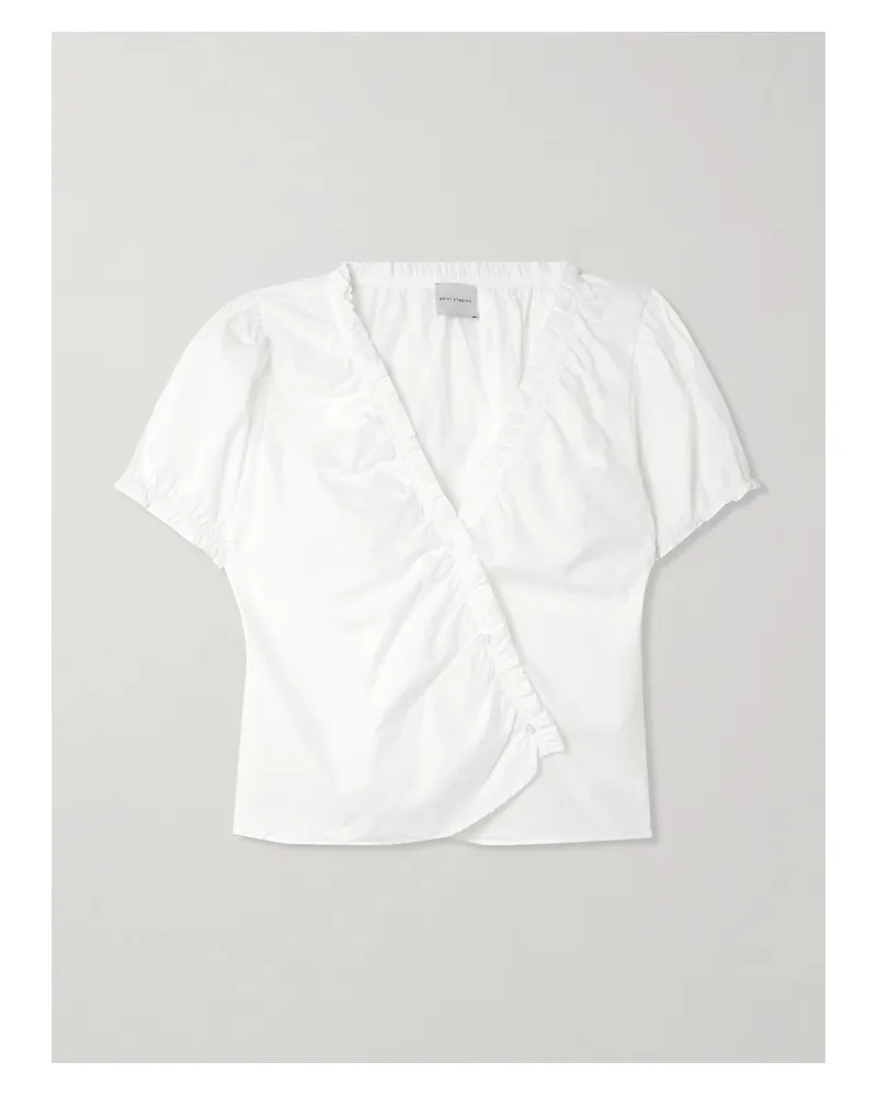 Deiji Studios Cross Ruffled Organic Cotton Top - White White