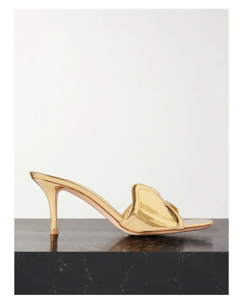 Gianvito Rossi Lucrezia 70 Mules Aus Leder Mit Spiegeleffekt - Gold Gold
