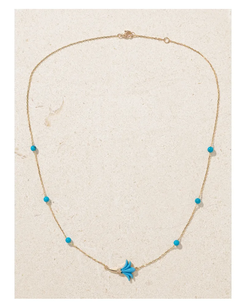 L’Atelier Nawbar Psychedeliah Small Kette Aus 18 Karat Gold Mit Türkis Und Diamanten - Blau Blau