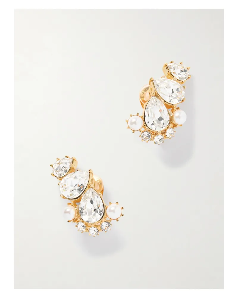 Oscar de la Renta Goldfarbene Ohrclips Mit Kristallen Gold