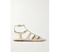 Sandalen Aus Leder Mit Krokodileffekt - Elfenbein