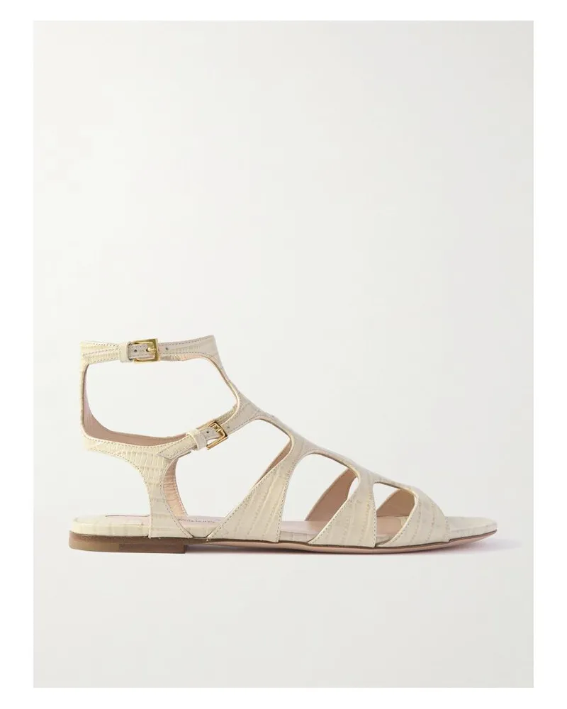 Tom Ford Sandalen Aus Leder Mit Krokodileffekt - Elfenbein Elfenbein