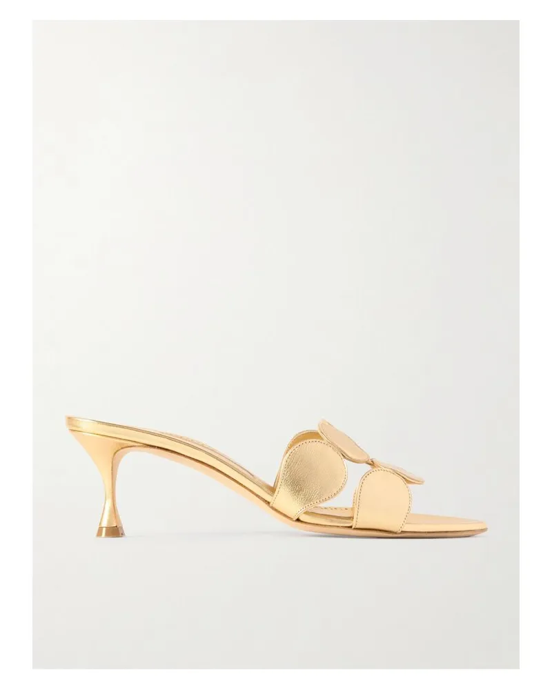 Manolo Blahnik Haribalmu 50 Mules Aus Metallic-leder - Gold Gold