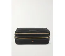 Make-up Kosmetiktasche Aus Jacquard Mit Lederbesätzen - Schwarz