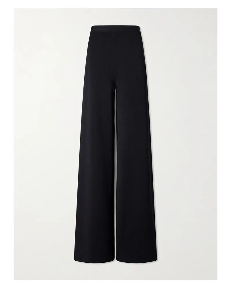 Ralph Lauren Stretch-jersey Mid-rise Wide-leg Trousers - Black Black
