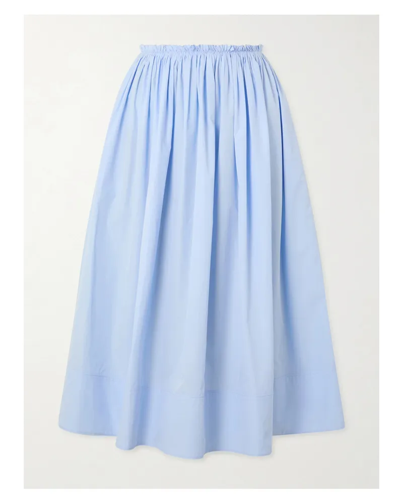 Gabriela Hearst Shiva Gathered Cotton-poplin Maxi Skirt - Blue Blue