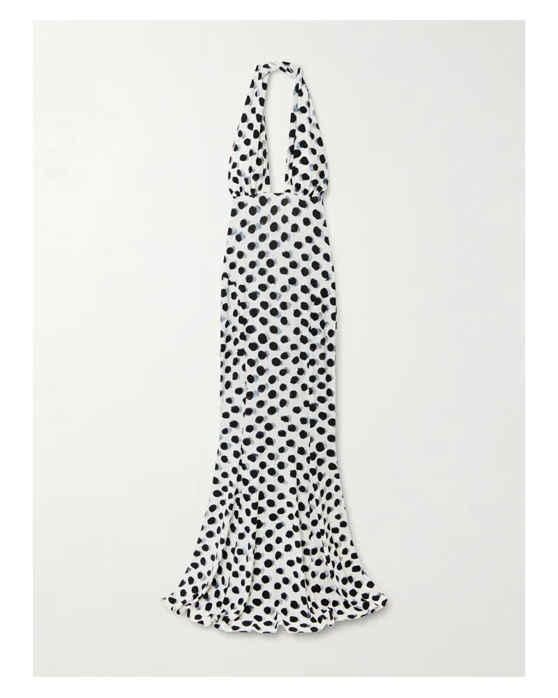 Norma Kamali Neckholder-robe Aus Stretch-jersey Mit Punkten Und Cut-out - Weiß Weiß
