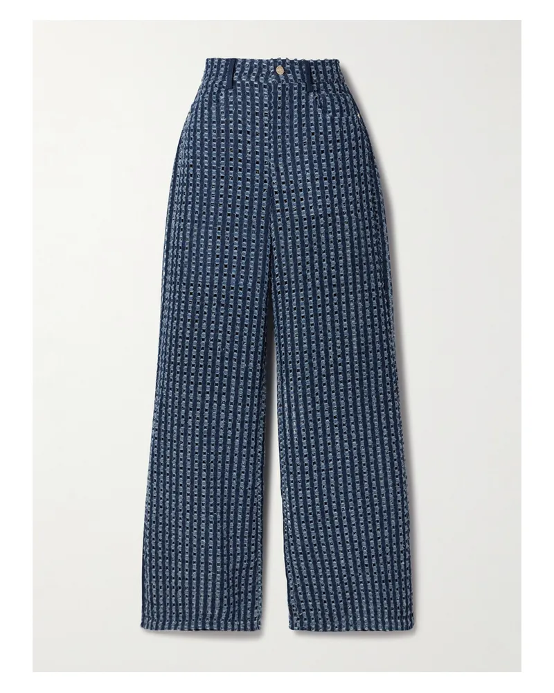 Cult Gaia Katya Hoch Sitzende Jeans Mit Geradem Bein In Distressed-optik Mit Cut-outs - Blau Blau