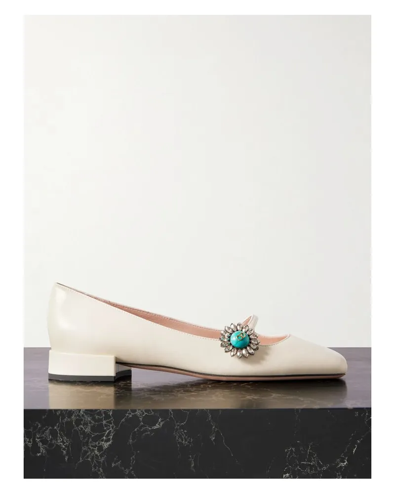 Valentino Garavani Ballerina 20 Flache Schuhe Aus Leder Mit Verzierung - Elfenbein Elfenbein