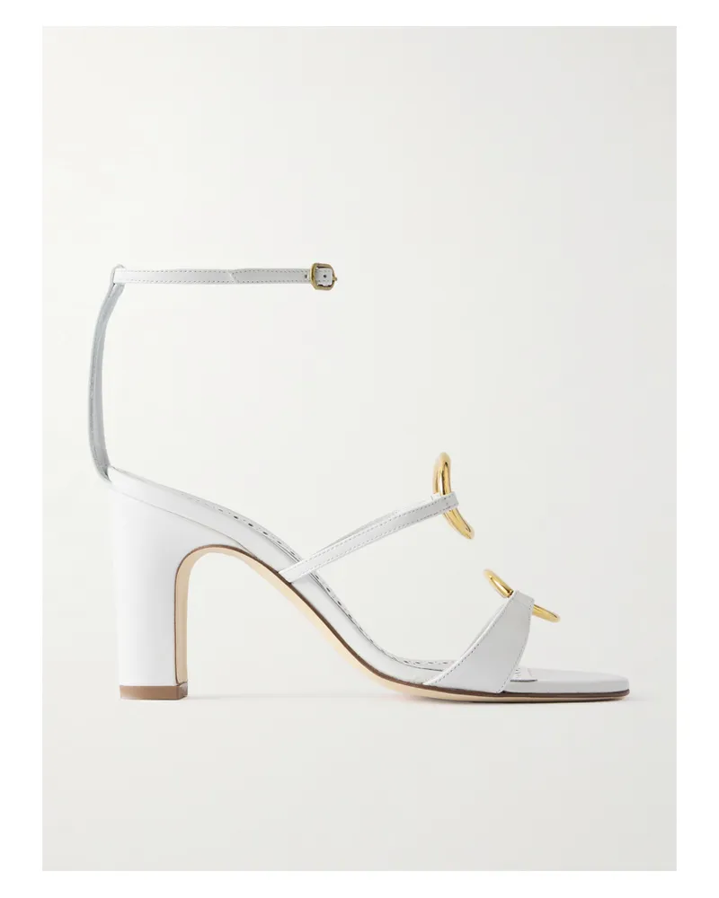 Manolo Blahnik Hisfahan 90 Sandalen Aus Leder - Weiß Weiß