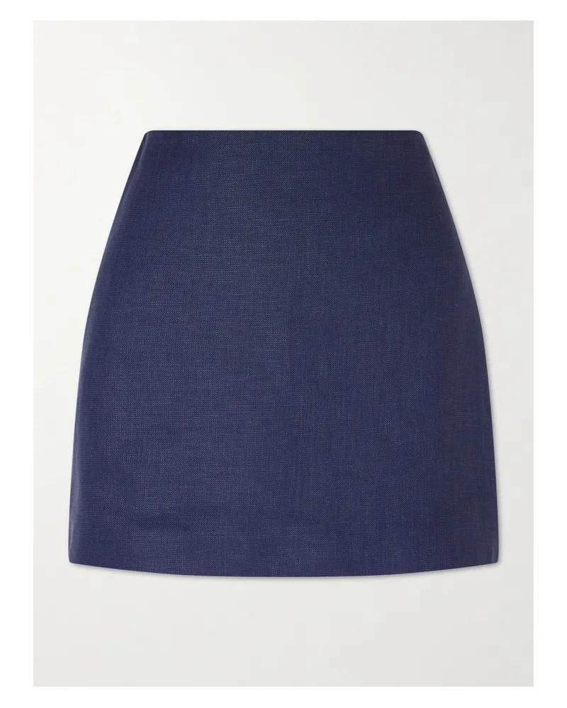 Blazé Milano Nightbreak Linen, Wool And Silk-blend Mini Skirt - Blue Blue