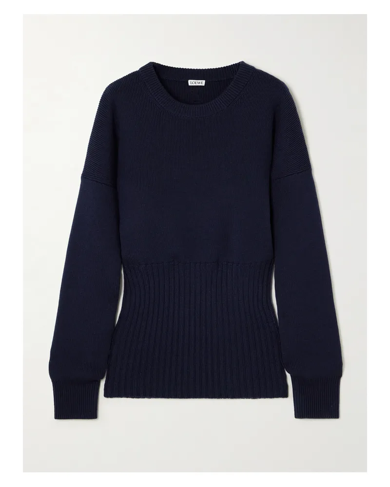 Loewe Pullover Aus Gerippter Wolle - Blau Blau
