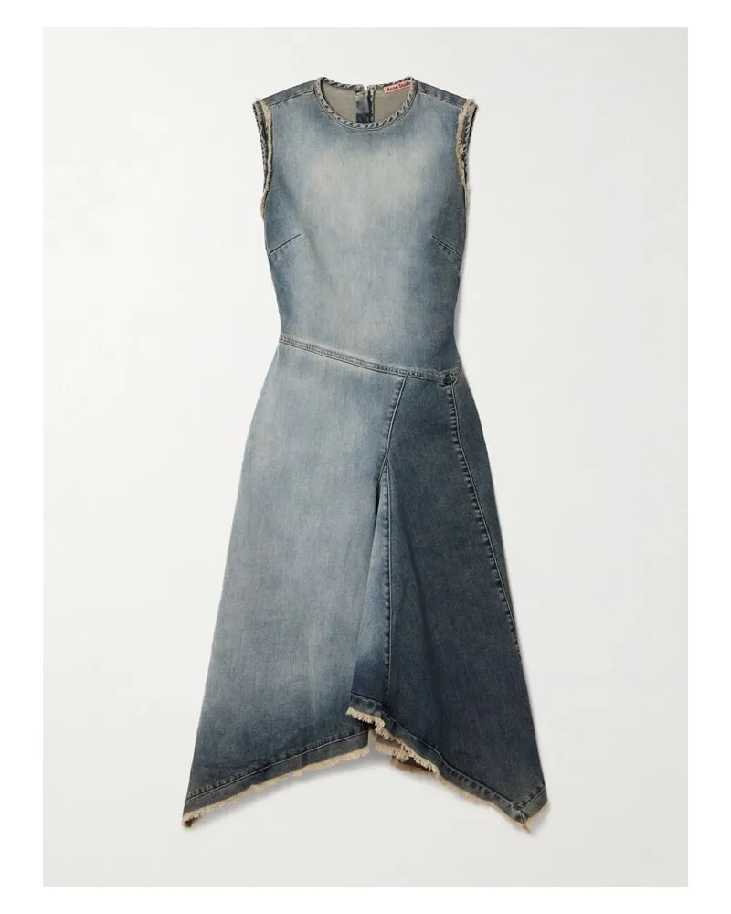 Acne Studios Asymmetrisches Midi-jeanskleid Mit Fransen - Blau Blau