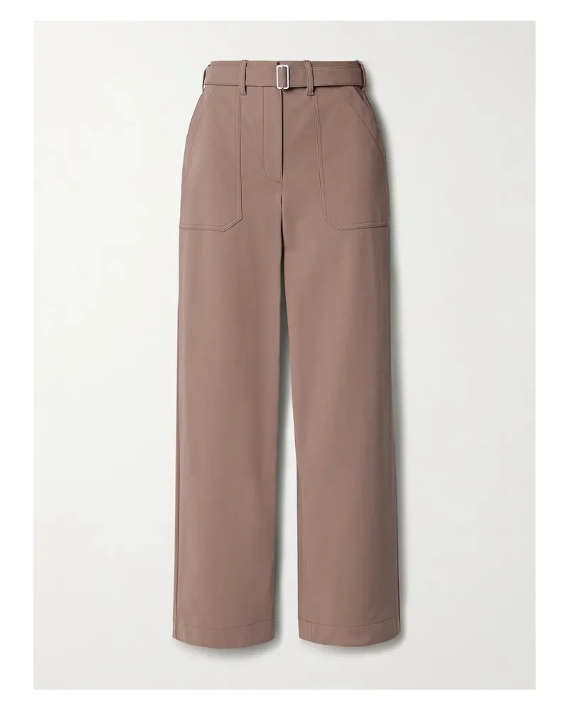 Theory Hose Mit Geradem Bein Aus Twill Aus Einer Baumwollmischung Mit Gürtel - Braun Braun