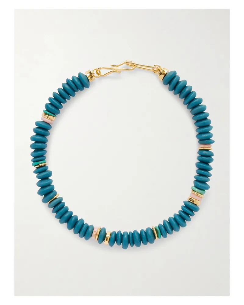 Lizzie Fortunato Gold-tone Glass Beaded Necklace - Blue Blue