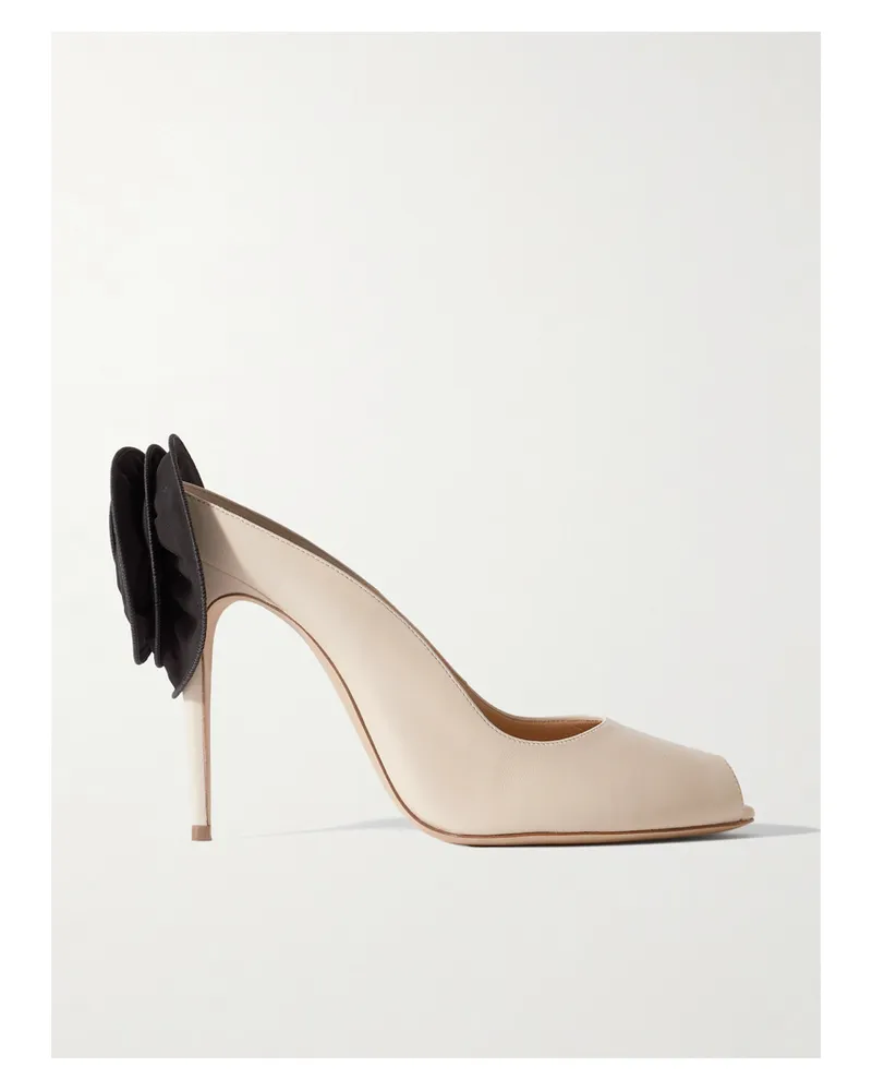 Magda Butrym Mules Aus Leder Mit Tüllapplikation - Creme Creme