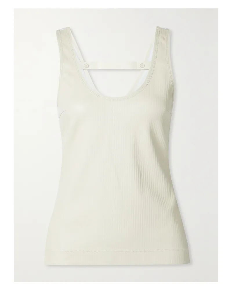 Givenchy Tanktop Aus Geripptem Leder Und Stretch-baumwoll-jersey - Wollweiß Wollweiß