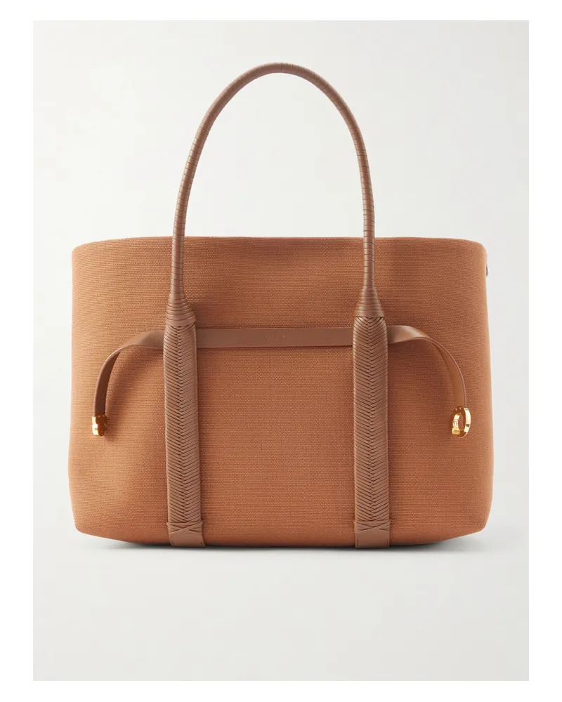 Loro Piana Ghiera Large Leather-trimmed Canvas Tote - Brown Brown