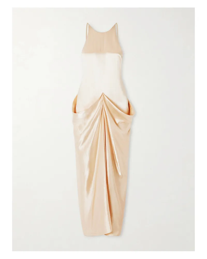 KHAITE Kent Open-back Draped Satin Maxi Dress - Pink Pink