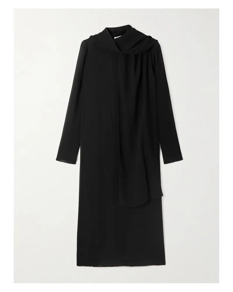 Alaïa Cutout Tie-neck Mesh Midi Dress - Black Black