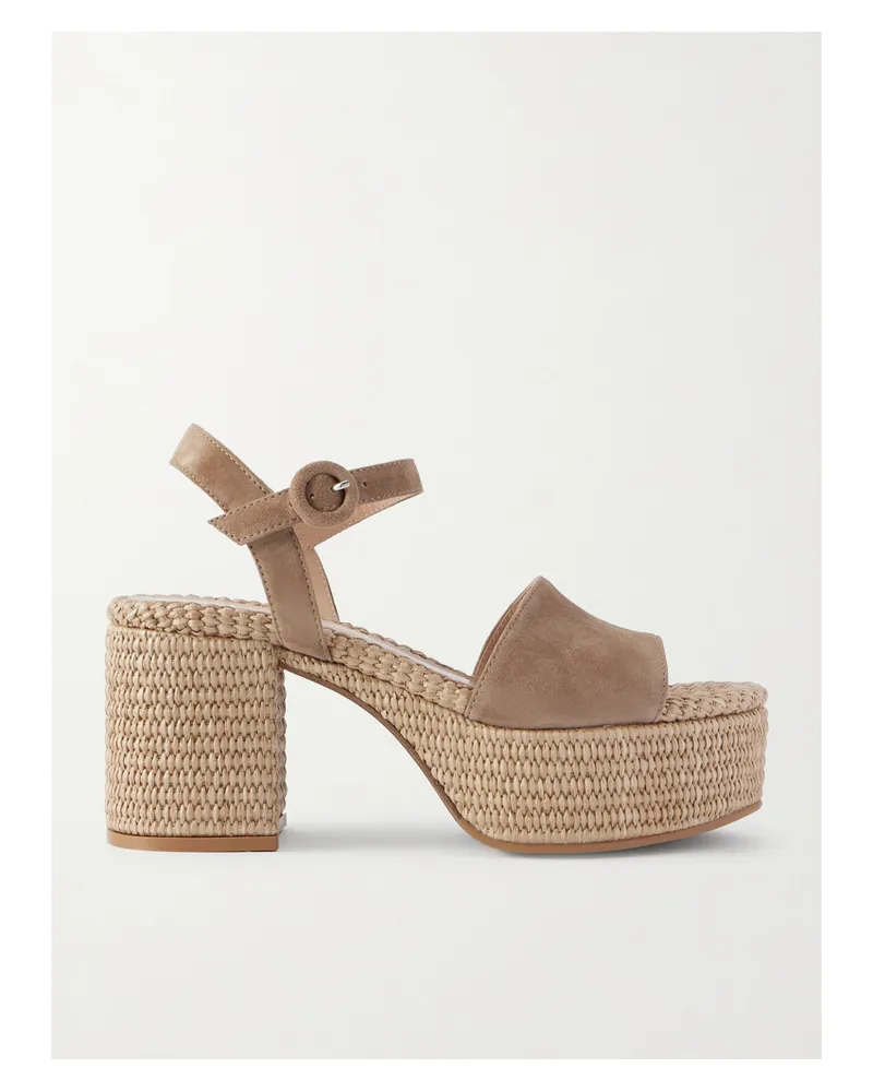 Gianvito Rossi Carol 35 Suede Platform Sandals - Brown Brown