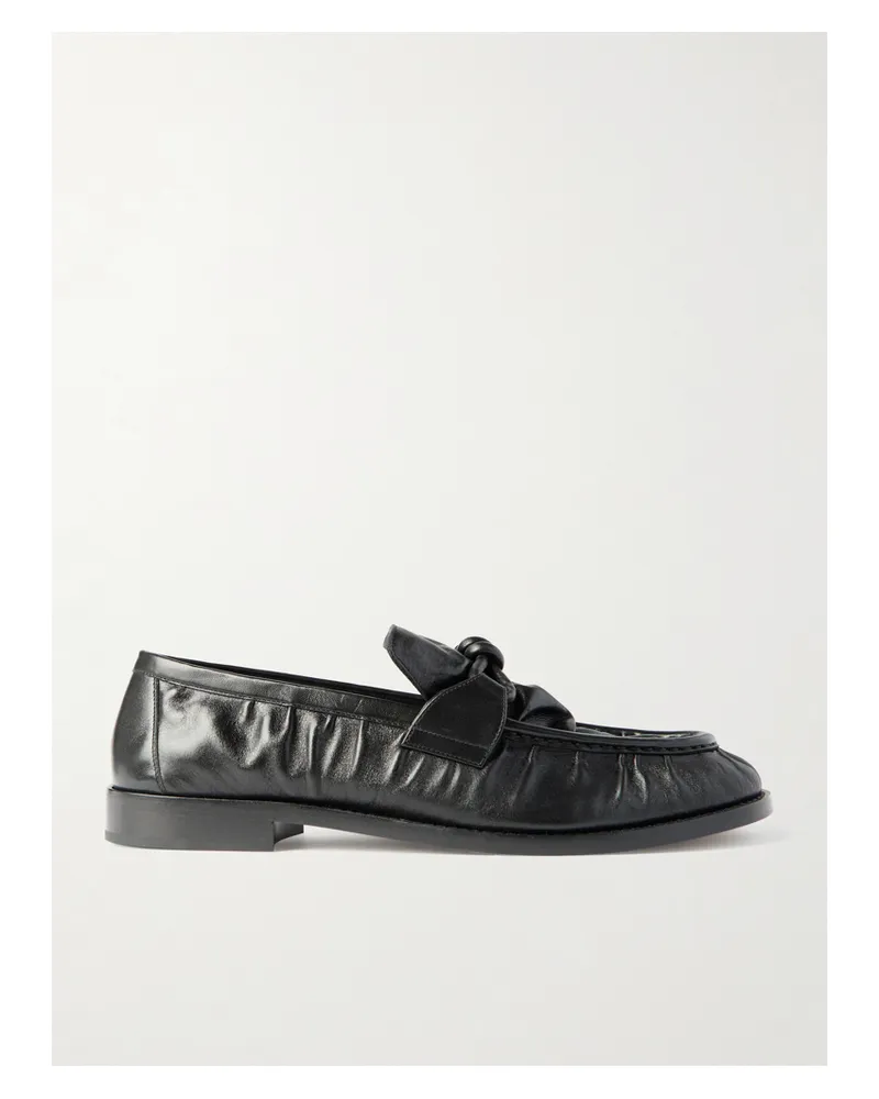 Bottega Veneta Astaire Knotted Crinkled-leather Loafers - Black Black