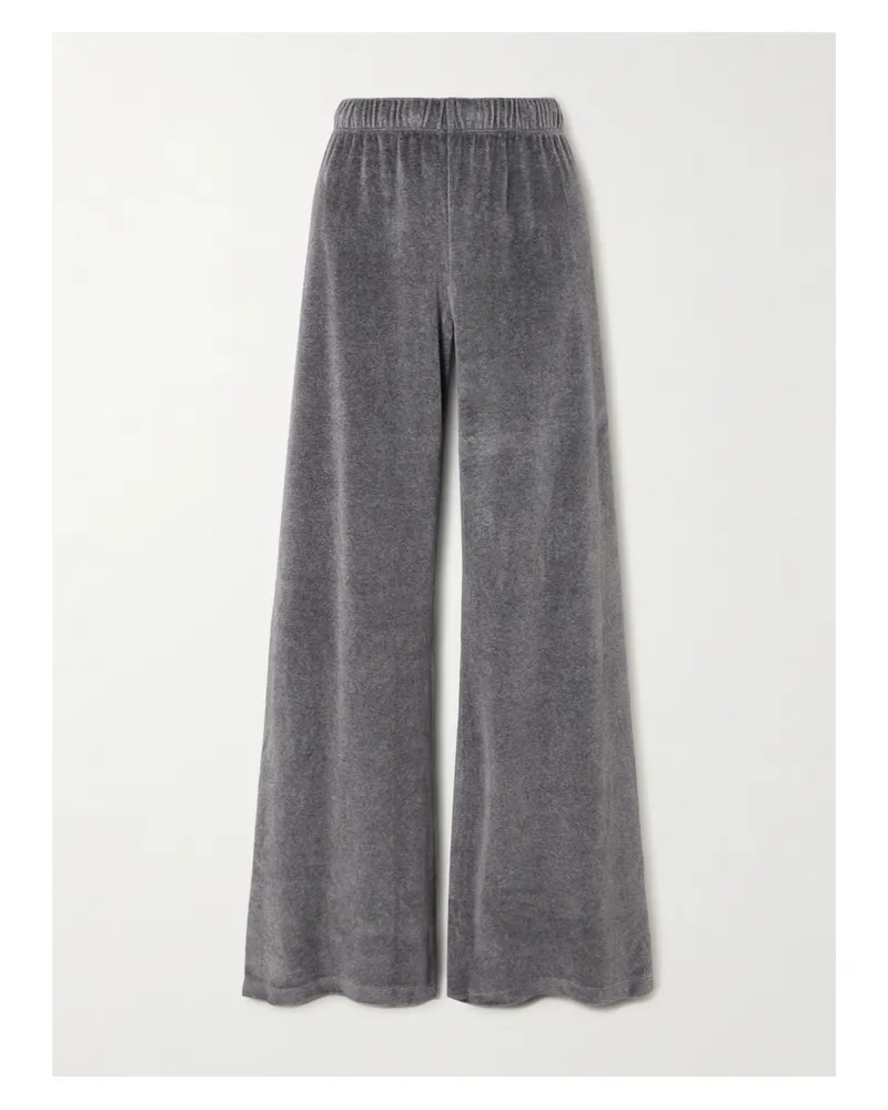 Suzie Kondi Zephyra Cotton-blend Velour Wide-leg Pants - Gray Gray