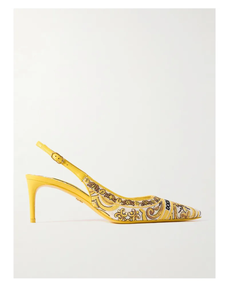 Dolce & Gabbana Maiolica Lollo Slingback-pumps aus Canvas Gelb