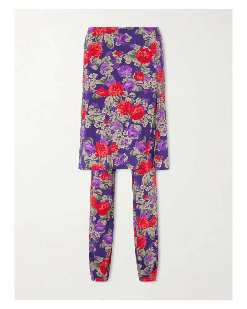 Acne Studios Intessa Set Aus Midirock Und Hose Aus Stretch-jersey Mit Blumenprint - Mehrfarbig Mehrfarbig