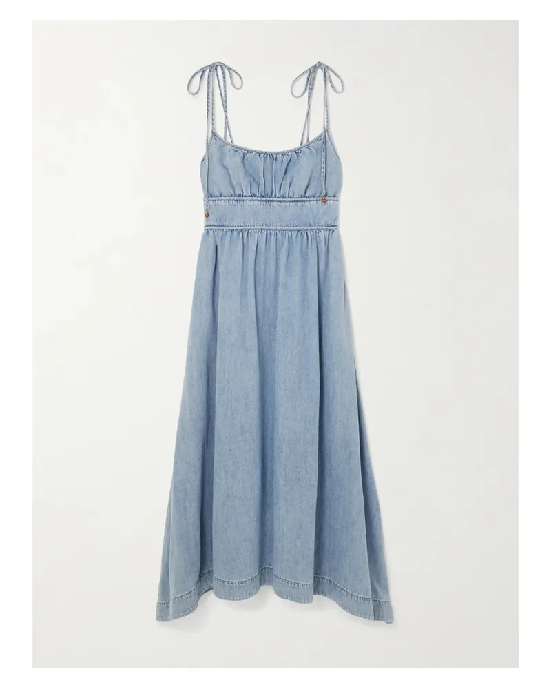 Zimmermann Wanderlust Midikleid Aus Denim - Blau Blau