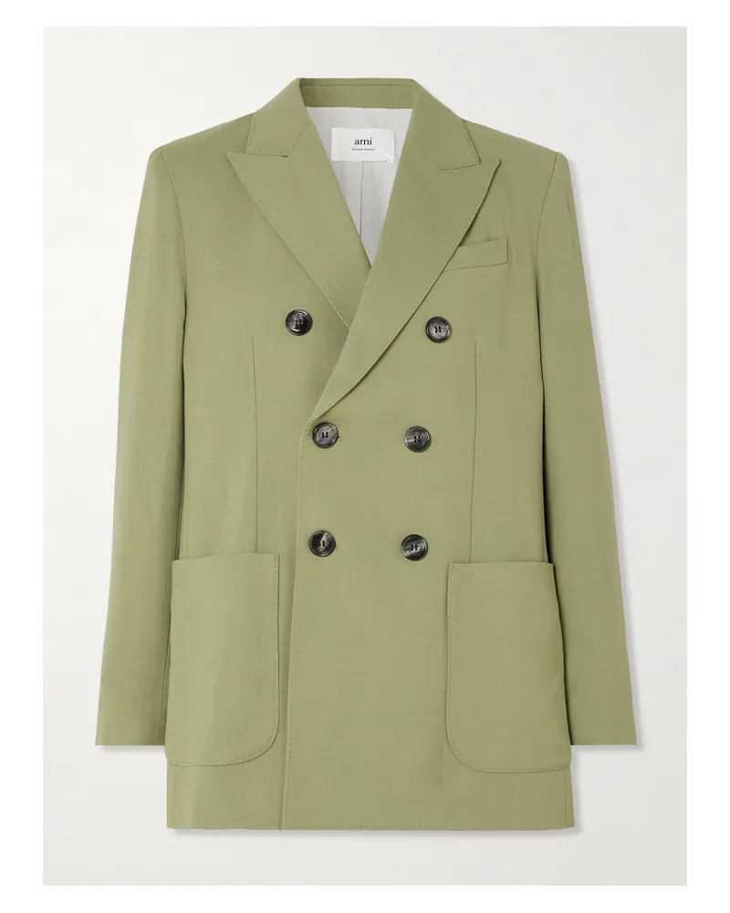 AMI Paris Doppelreihiger Blazer Aus Twill - Grün Grün