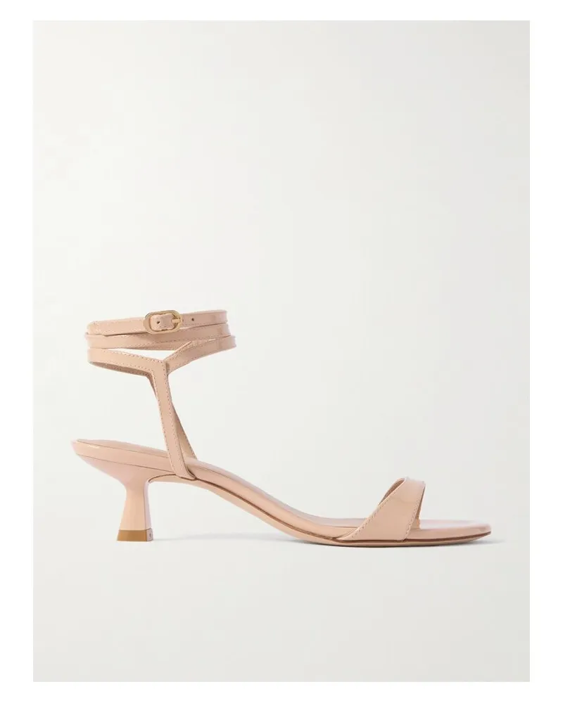 Stuart Weitzman Nudist Wrap Sandalen Aus Lackleder - Neutral Neutral