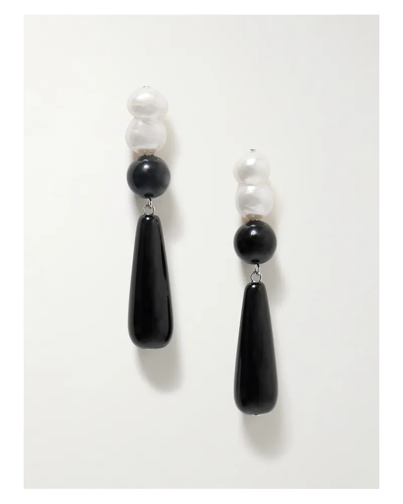 Completedworks Tarn Ii Recycled Silver, Onyx And Pearl Earrings - Black Black