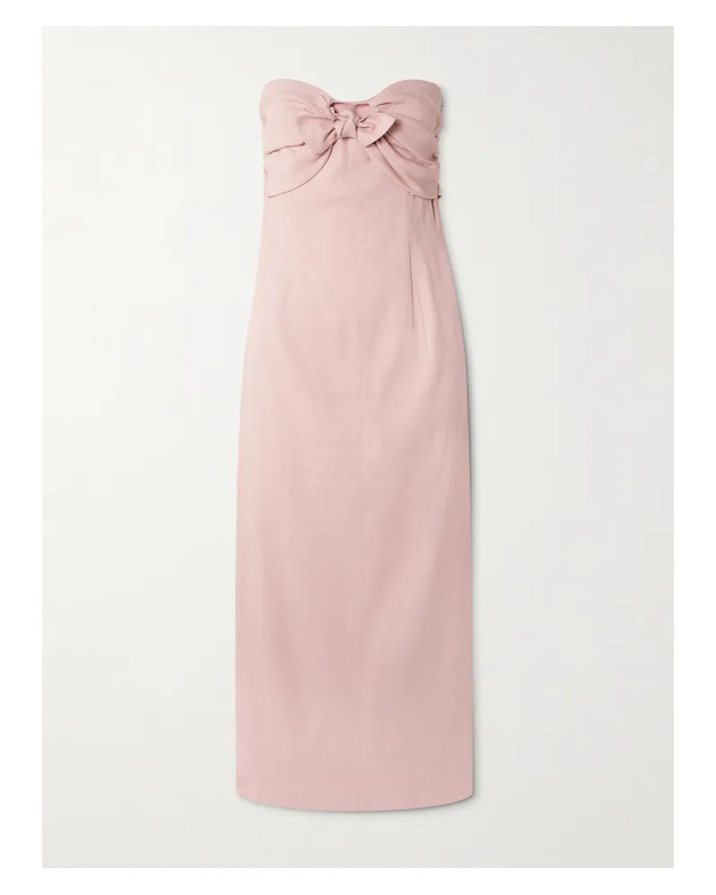 TOVE Rahel Midikleid Aus Einer Leinenmischung Mit Raffungen Zum Binden - Pink Pink