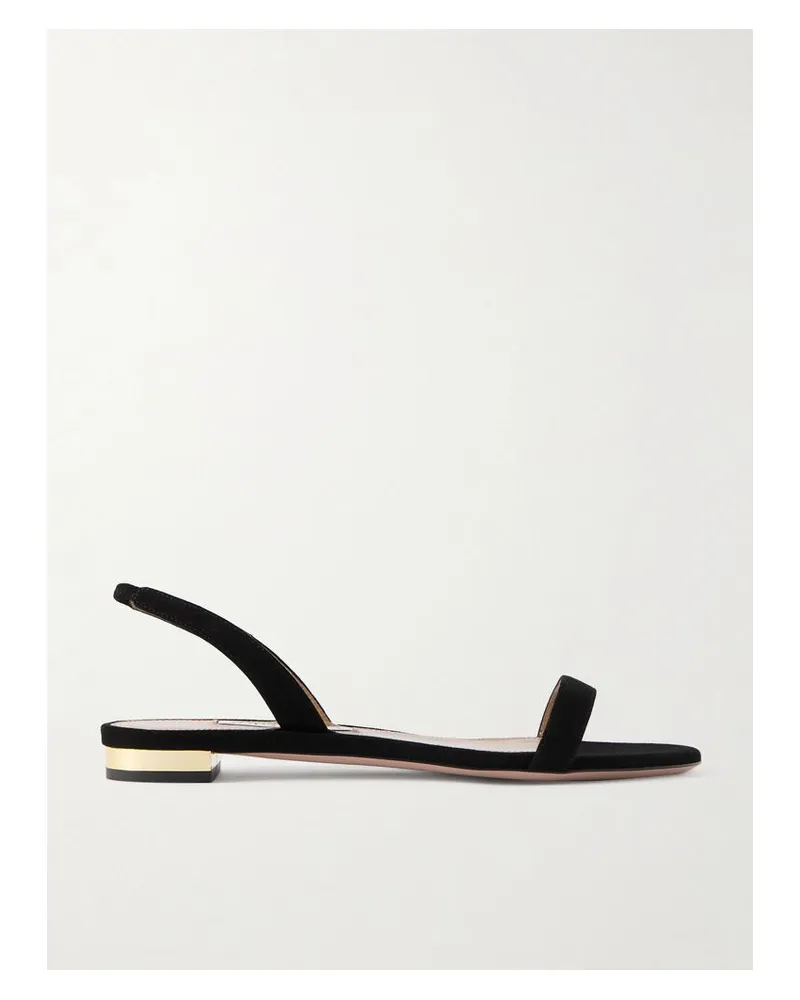 Aquazzura So Nude Slingback-sandalen Aus Veloursleder - Schwarz Schwarz