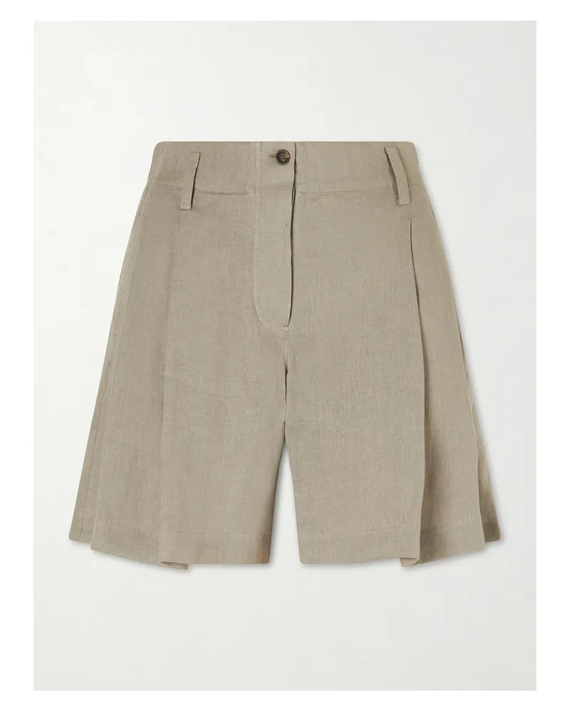 Brunello Cucinelli Shorts Aus Leinen Mit Bundfalten - Grün Grün