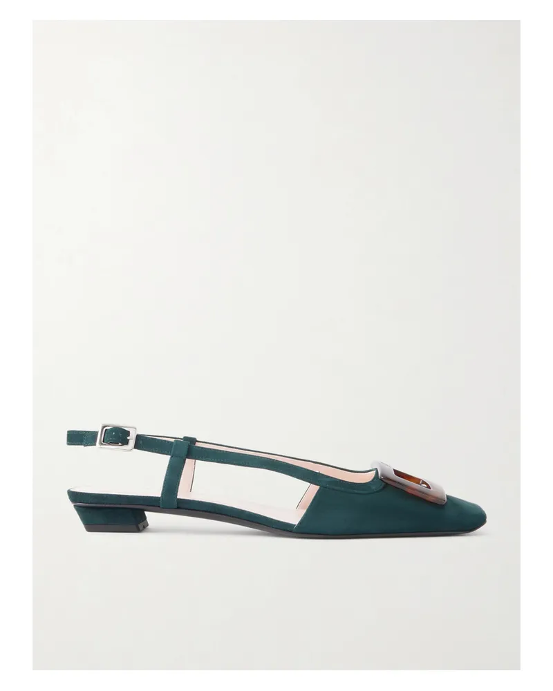 Roger Vivier Belle Vivier 25 Suede Slingback Pumps - Green Green