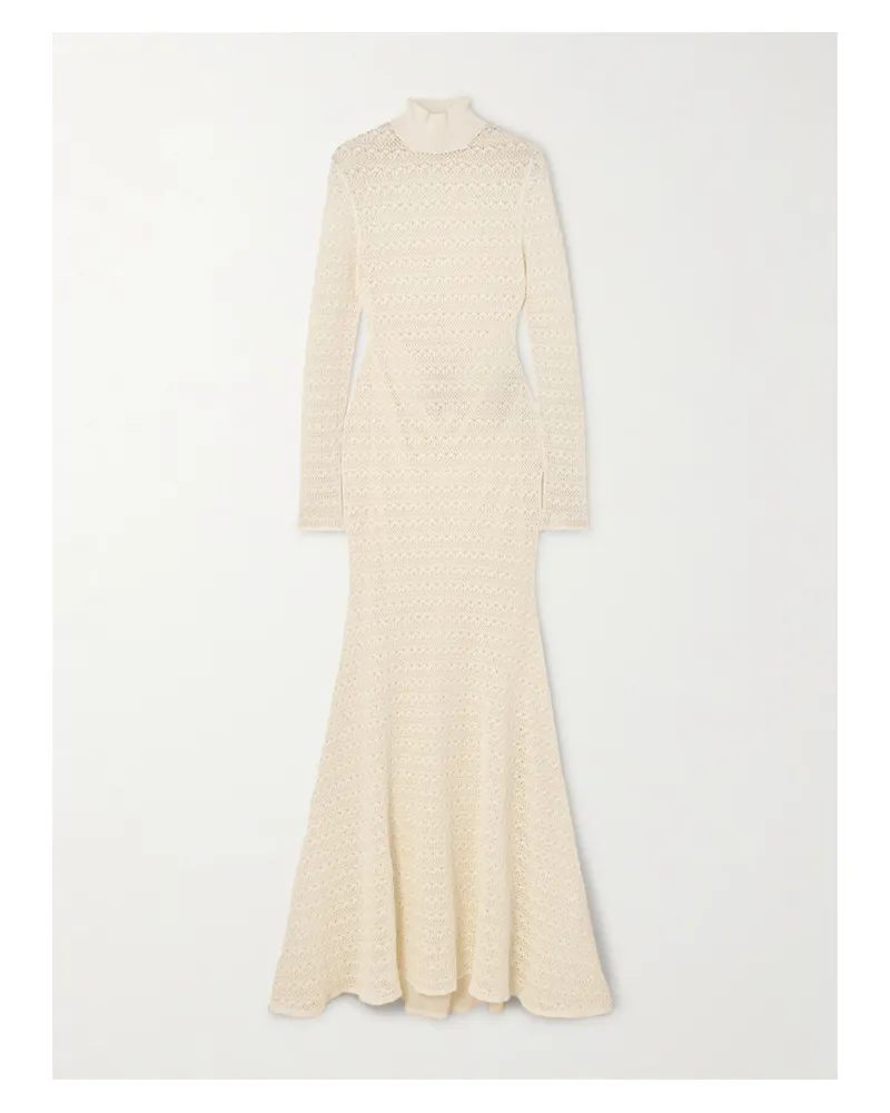 Tom Ford Robe Aus Häkelmaterial Mit Stehkragen - Creme Creme