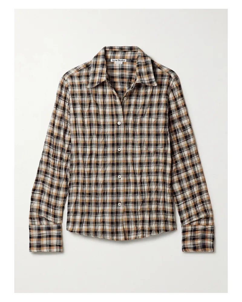 Acne Studios Hemd Aus Kariertem Twill In Knitteroptik - Braun Braun