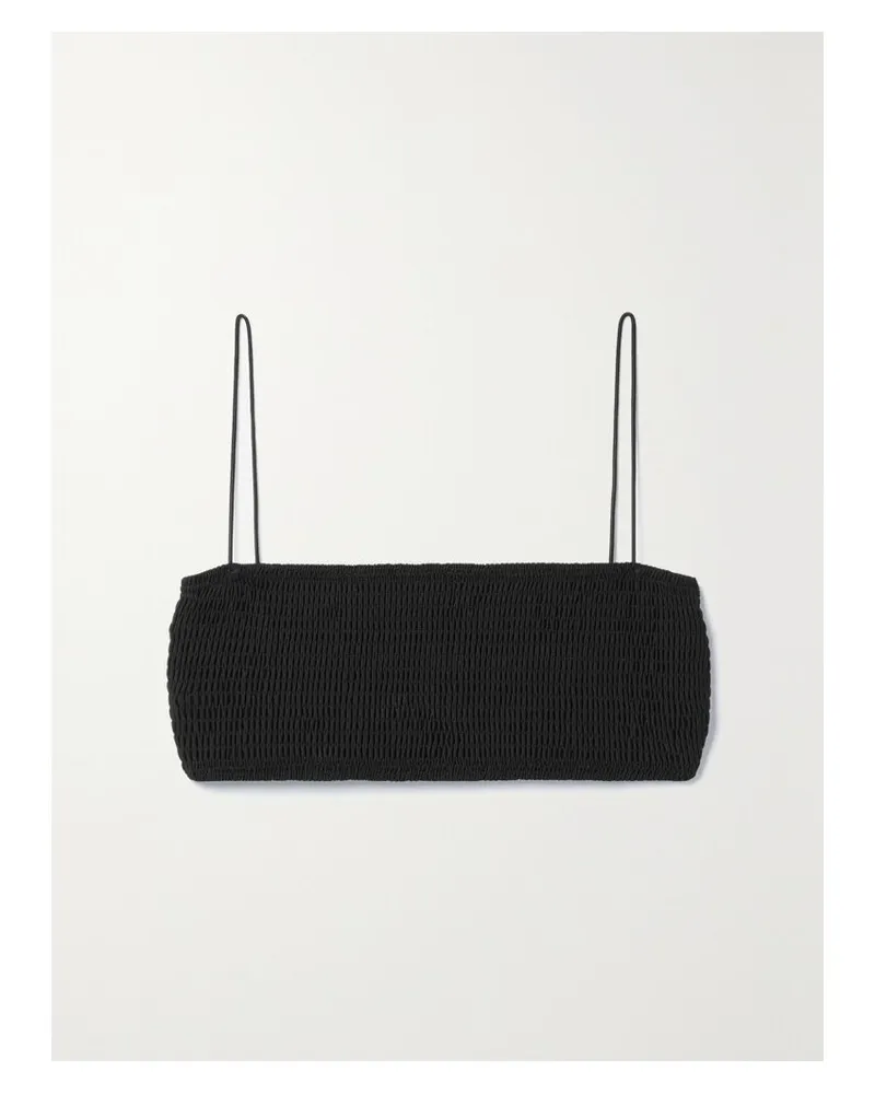 Totême Net Sustain Gerafftes Bikini-oberteil Aus Recyceltem Stretch-material - Schwarz Schwarz