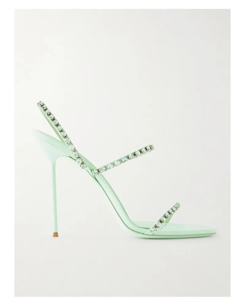 Paris Texas Lidia Crystal-embellished Crepe Slingback Sandals - Green Green