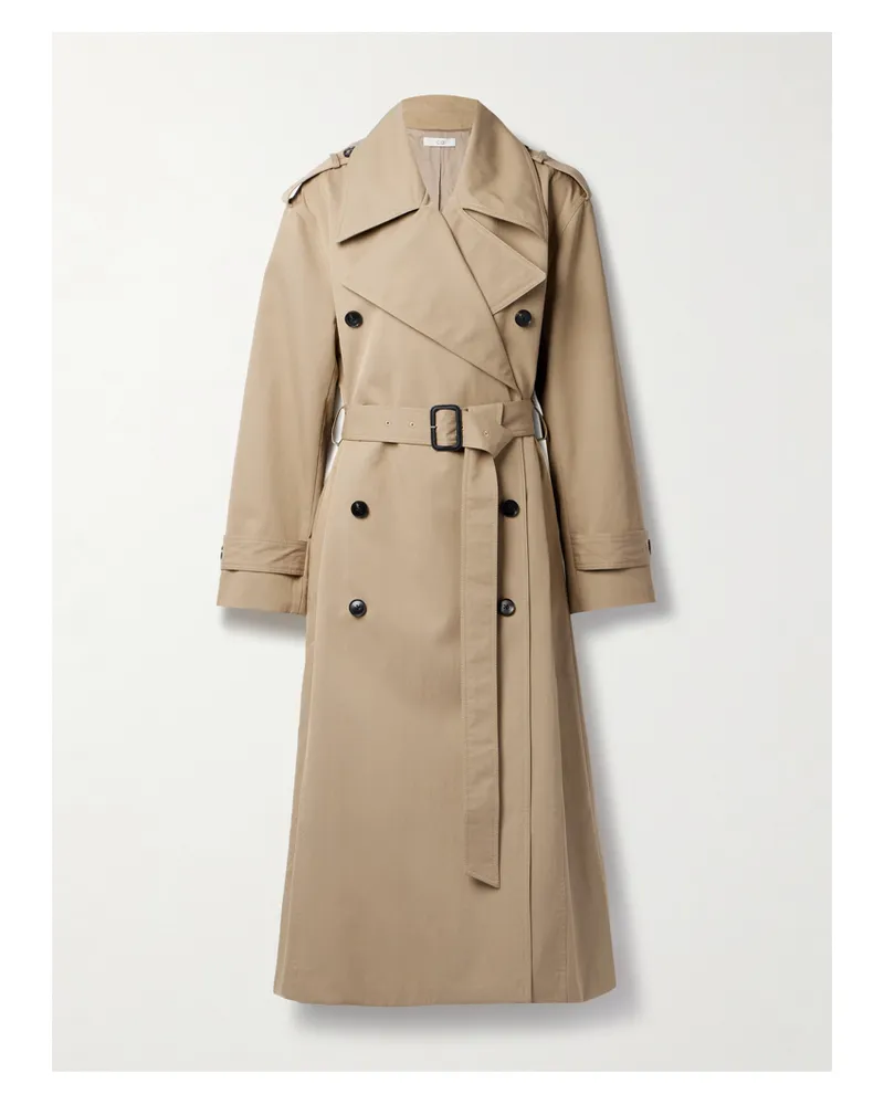 Co Belted Double-breasted Cotton-blend Twill Trench Coat - Brown Brown