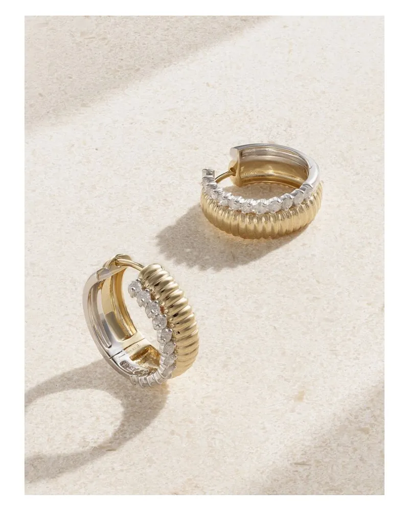 Yvonne Léon Paire De Créoles Bouées Ohrringe Aus 9 Karat Gelb- Und Weißgold Mit Diamanten Gold
