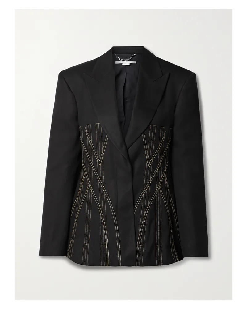 Stella McCartney Blazer Aus Grain De Poudre Mit Kontrastnähten - Schwarz Schwarz